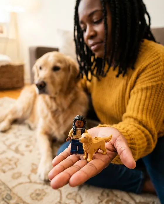 Concept render: pet and owner minifigure gift moment 2