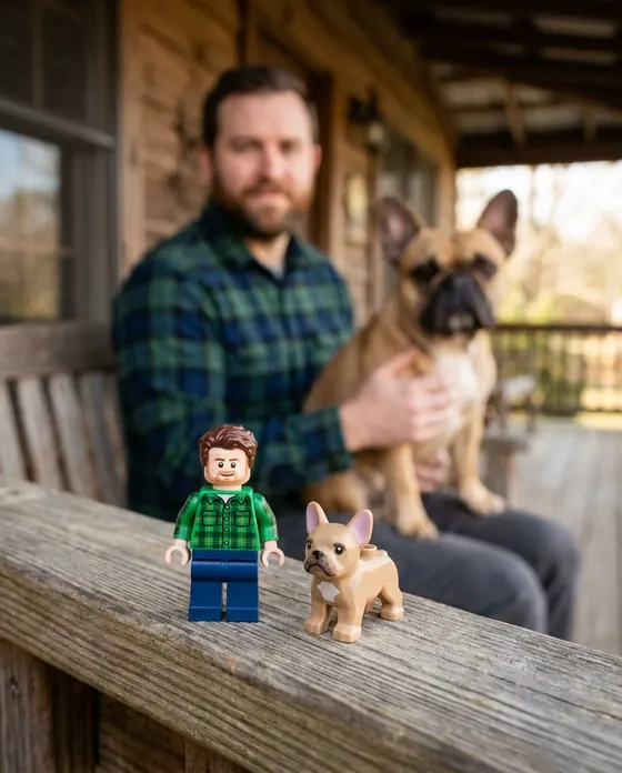 Concept render: person holding a minifigure of themselves